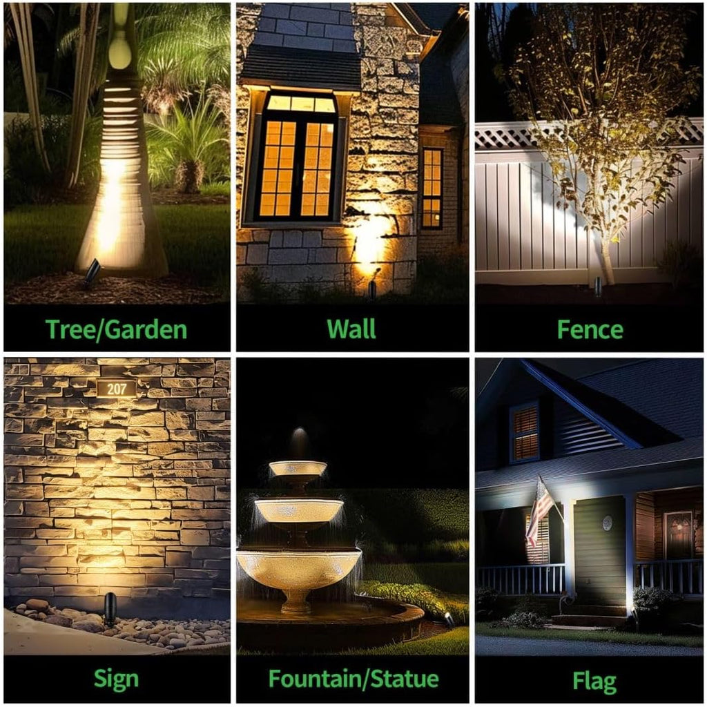 Landscape Spotlights, Black Low Voltage LED Outdoor Lighting, IP65 Waterproof Aluminum uplight for Yard House Porch Without MR16 Bulb 8 Pack