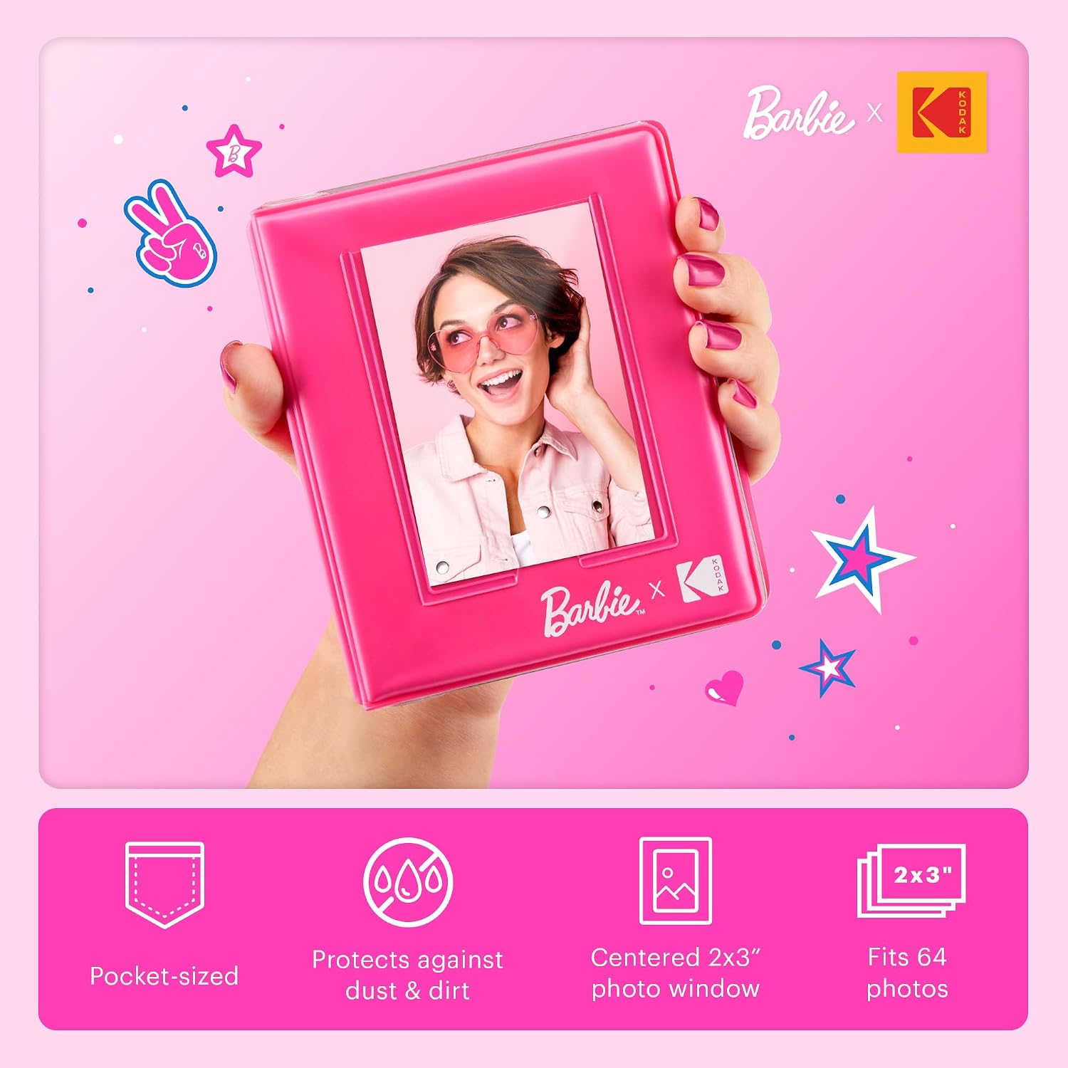 Kodak x Barbie Step Slim Wireless Instant Portable Photo Mobile Printer (Signature Style)+ Barbie Deluxe Camera Case + Barbie Photo Album + Zink Paper (20 Sheets)