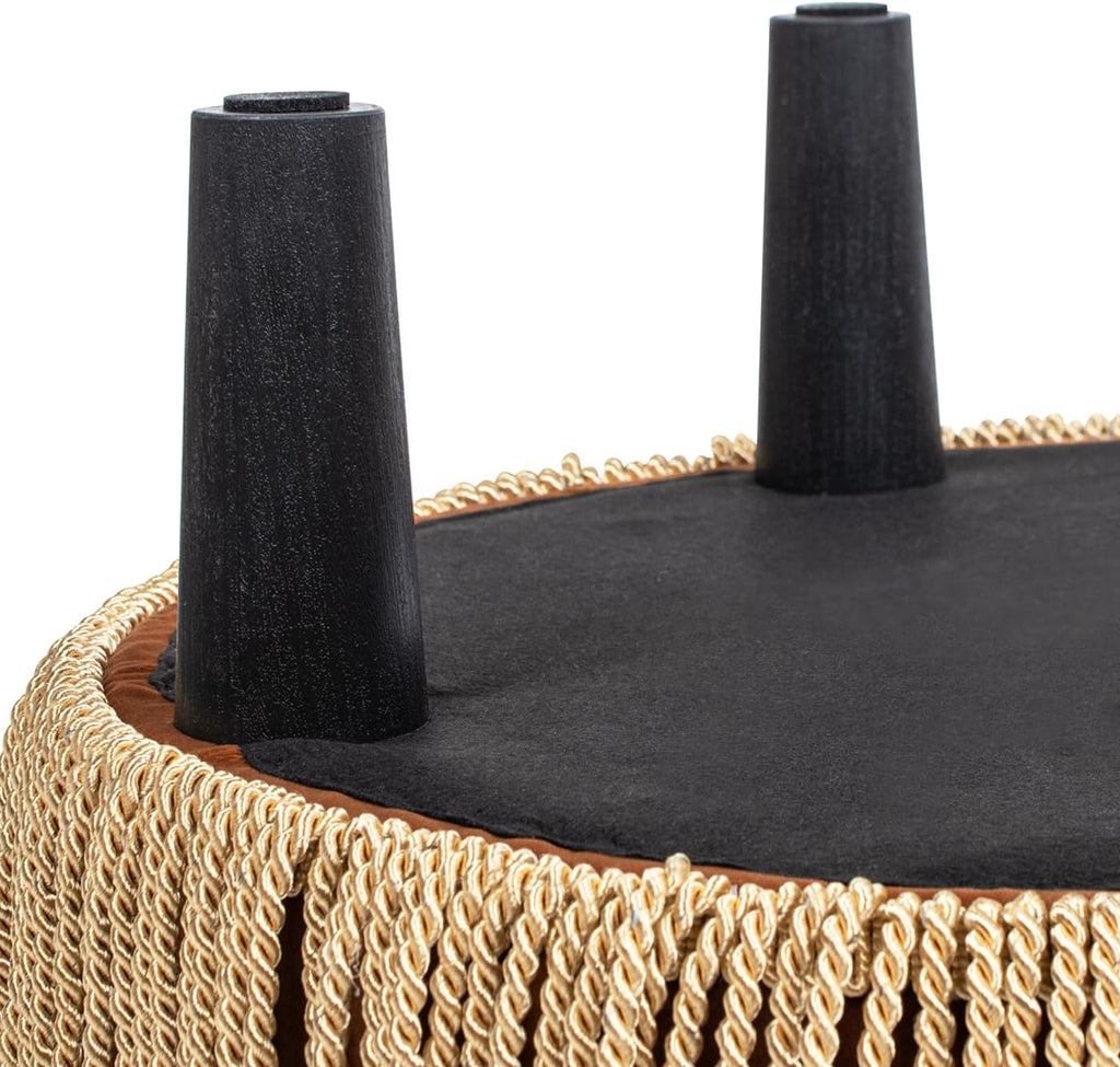 Jennifer Taylor Home Yolanda 24' Round Upholstered Accent Ottoman, Burnt Orange Performance Velvet