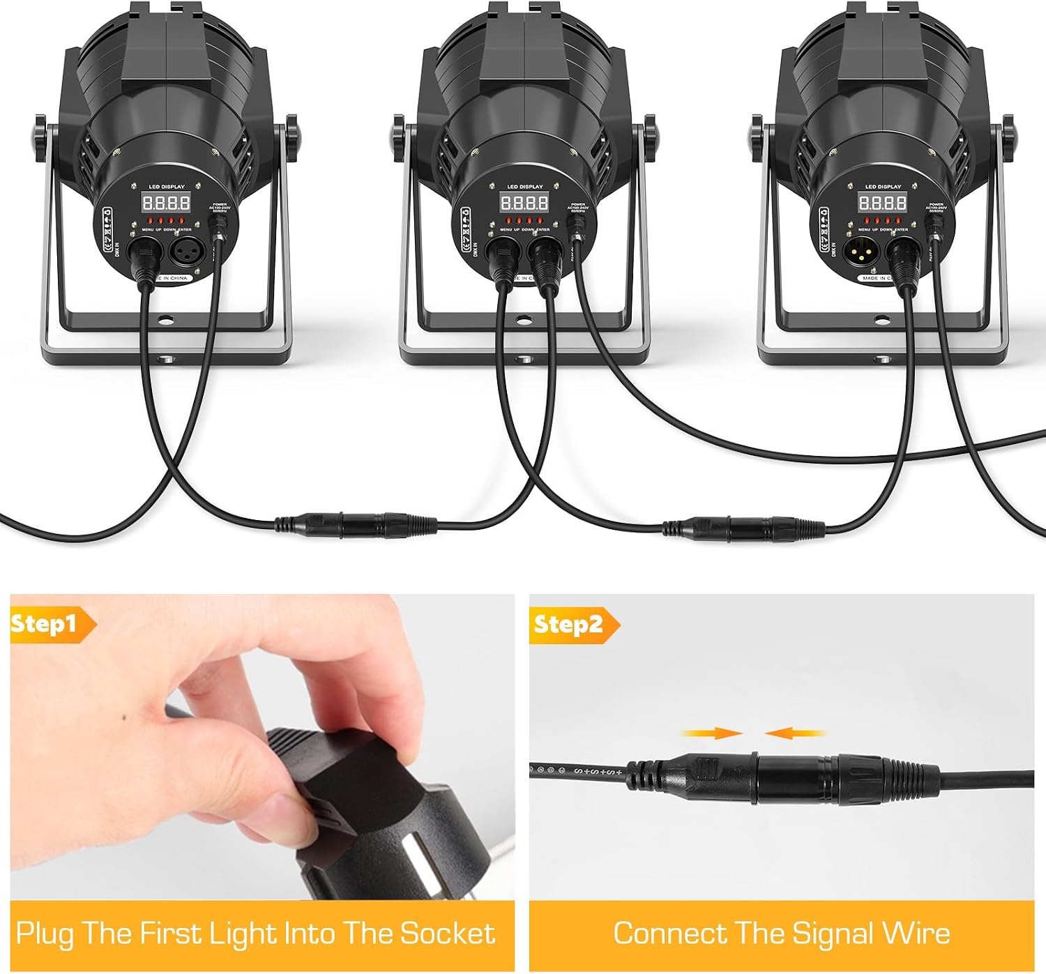 HOLDLAMP Spotlight COB 80W Stage Light Par Lights Party Warm & Cold White Professional DMX Spotlights Portable Strobe Party Light for Church, Concert, Wedding, Theater - 16Packs