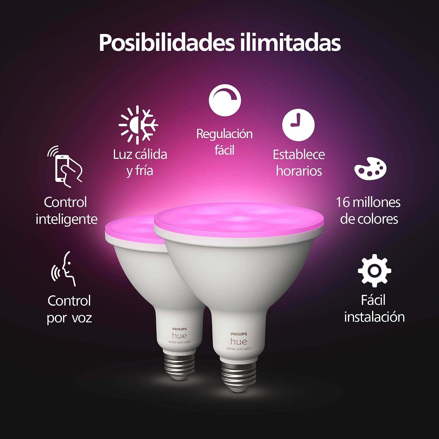 Philips Hue Smart 100W PAR38 LED Bulb, White & Color Ambiance Color-Changing Light, 1300LM, E26, Control with Hue App, Compatible with Alexa, Google Assistant and Apple Homekit (Pack of 4)