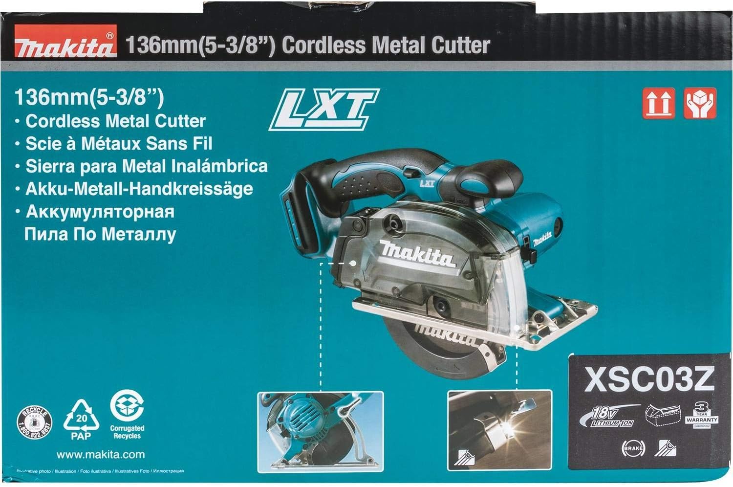 Makita XSC03Z 18V LXT Lithium-Ion Cordless 5-3/8' Metal Cutting Saw, Bare Tool, no battery