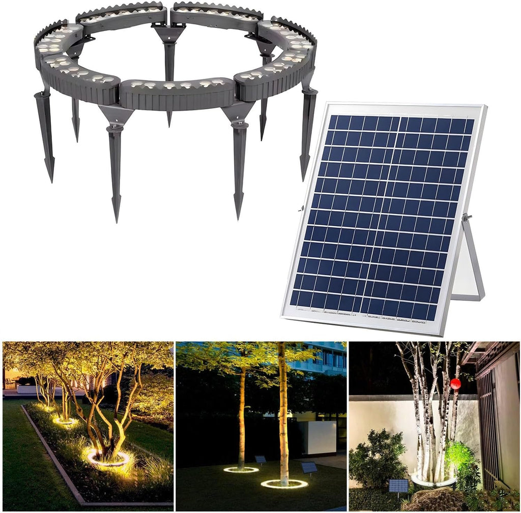 Garden Solar Lights, LED Solar Landscape Spotlights for Big Tree, Outdoor Ring Tree Light, Made to Last(Warm White Light,Pack of 7)