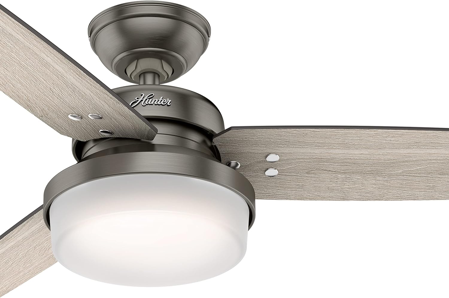 Hunter Fan 44 in Brushed Nickel Finish Indoor Ceiling Fan with Remote and LED Light, 3 Blades (Renewed)
