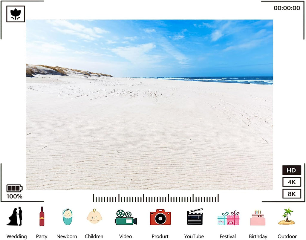 Trykid 20x10ft Endless Sand Dune Backdrop Clear Sky Blue Ocean Photography Background Summer Getaway Tapestry Party Decoration Photo Studio Prop Fabric