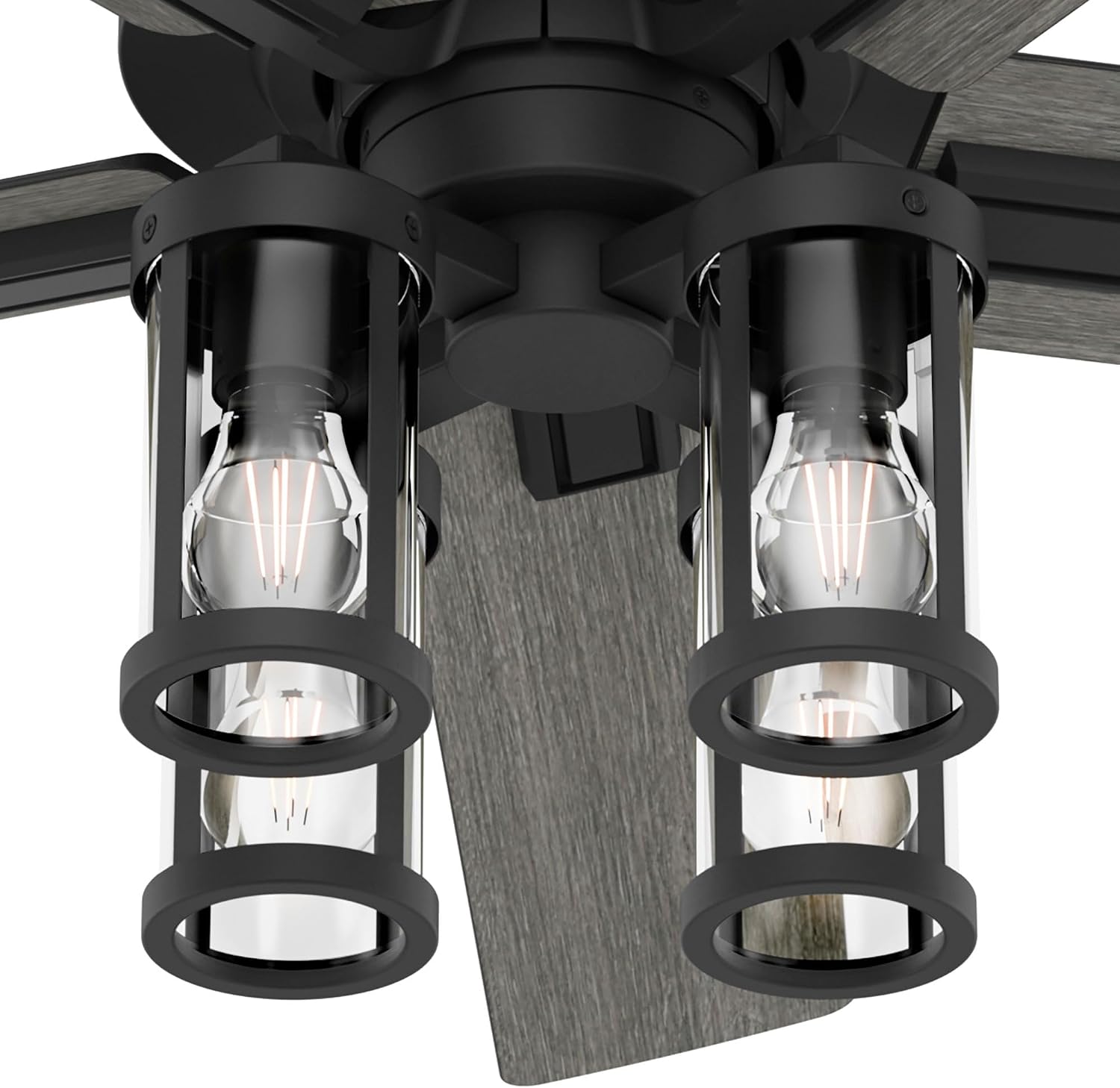 Hunter - Astwood II Indoor Ceiling Fan With Light, Remote, 52-inch, Casual-style, 4-speed WhisperWind Motor, Ceiling Fans for living rooms, bedrooms, home offices, kitchens (Matte Black)