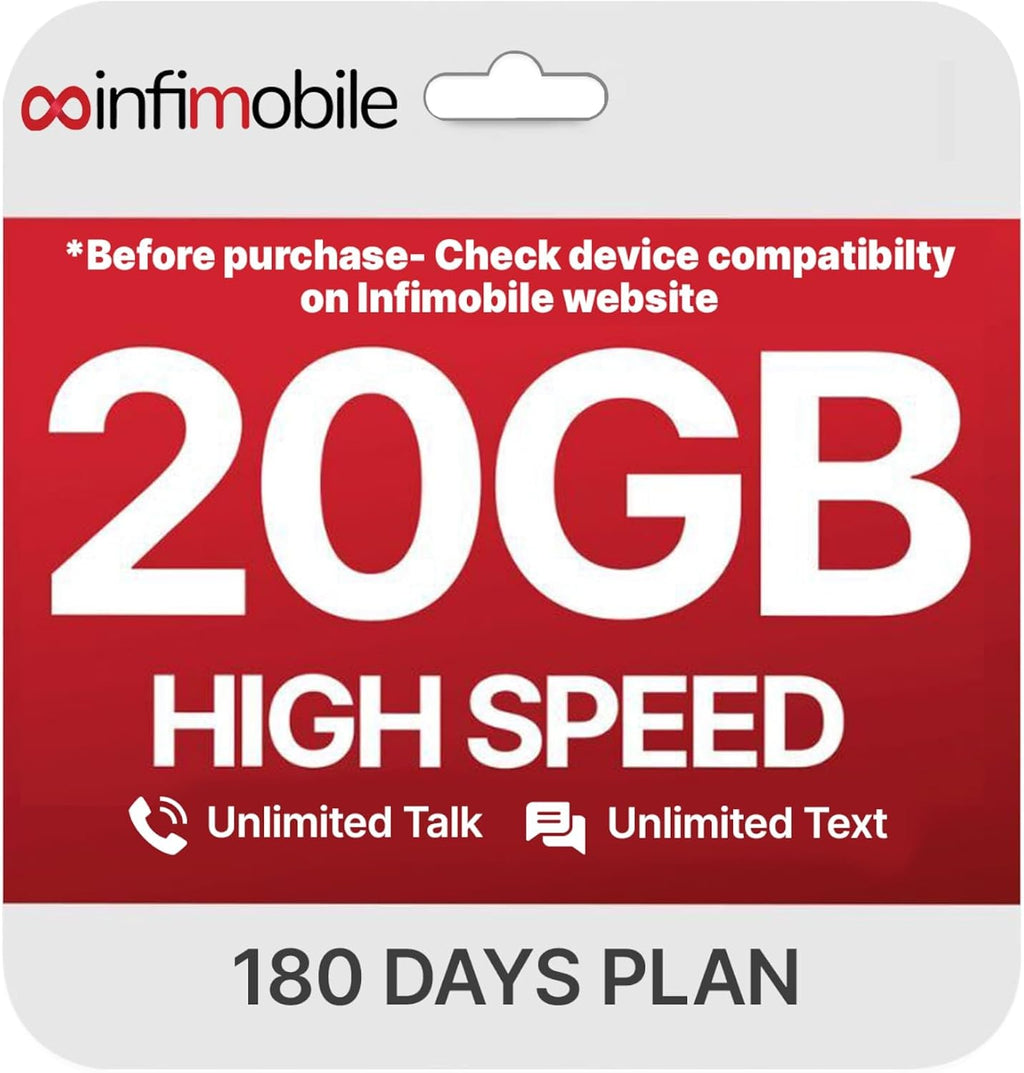 $18.6/Month | Infimobile Prepaid Unlimited Plan: 6 Months | 20GB High-Speed Data Per Month | Unlimited Data Talk & Text | Prepaid Plan Service SIM Card | Nationwide Coverage | 4G, 5G Network