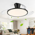 42' Retractable Ceiling Fan with Light, Slim Fandelier Ceiling Fans with Remote & App Control, Full Spectrum, Low Profile Modern Ceiling Fan for Bedroom Living Room Kitchen, Black