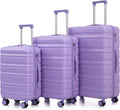 GDFStudio 20/24/28 Inch 3 Piece Luggage Set, ABS Hard Shell Spinner Suitcase with 360° Silent Wheels, Expandable Capacity,Combination Lock, Retractable Handle,Carry On & Checked Suitcases,Blue+Purple