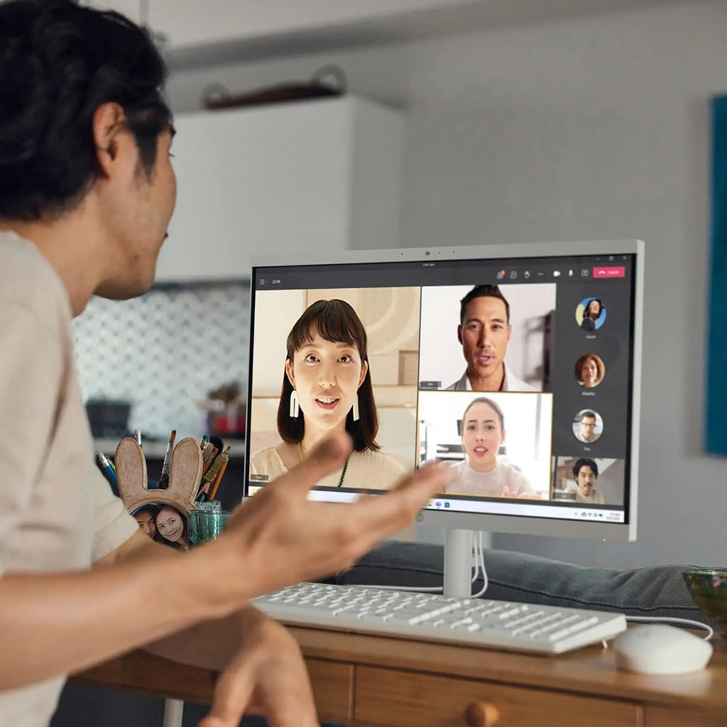 HP 21.5' FHD All-in-One Desktop Computer, 16GB RAM 128GB UFS, Quad-Core Intel N100, Windows 11, PLUSERA 8-in-1 Hub, Keyboard & Mouse Included, Cashmere White