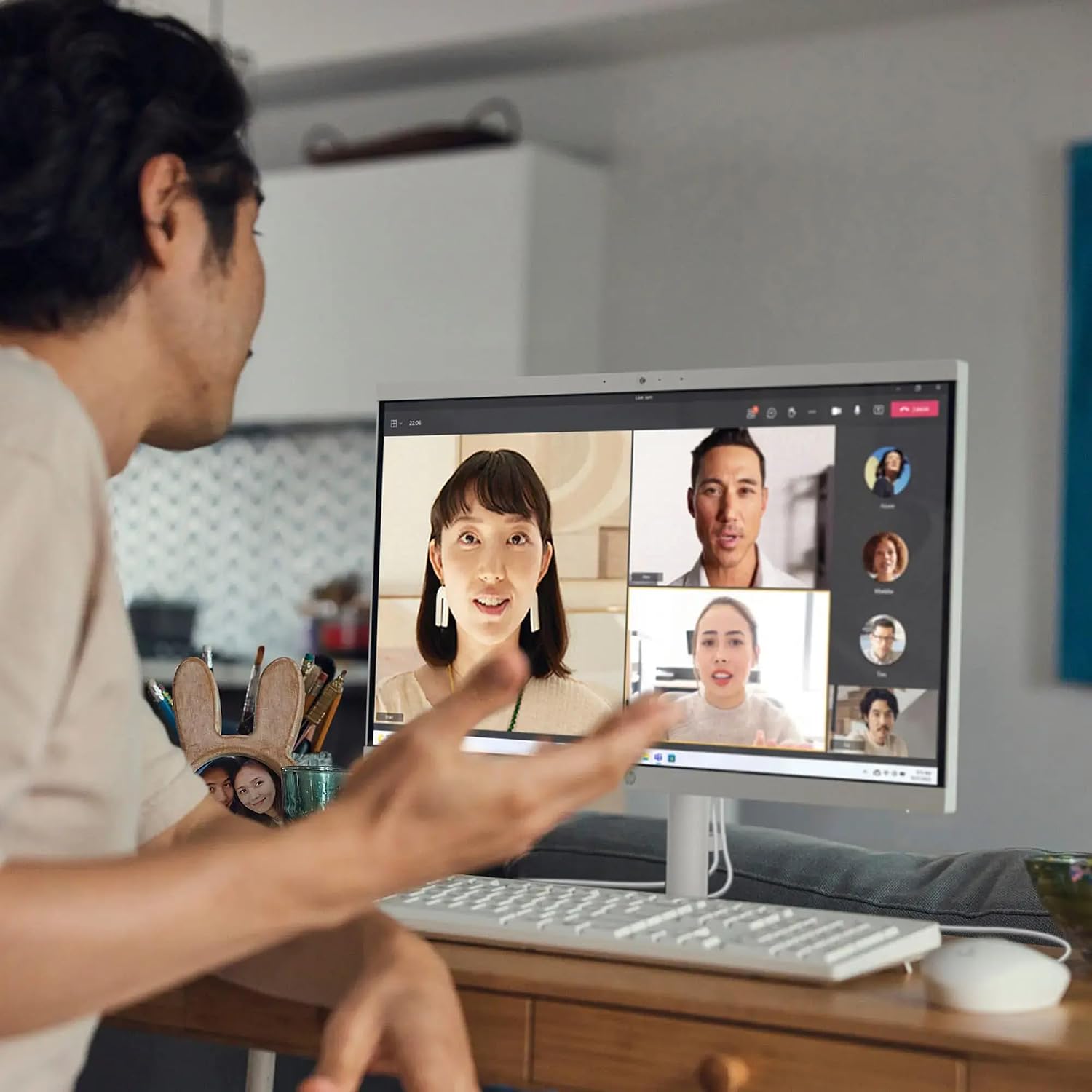HP 21.5' FHD All-in-One Desktop Computer, 16GB RAM 128GB UFS, Quad-Core Intel N100, Windows 11, PLUSERA 8-in-1 Hub, Keyboard & Mouse Included, Cashmere White