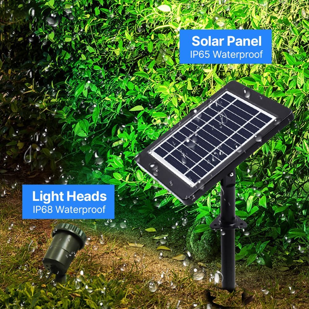flexman Set of 6 Solar Pond Light, 6V 4W Solar RGB LED Submersible Fountain Lights with 16.4Ft Cord, Water Proof Adjustable Underwater Landscape Spotlights for Pool Garden Yard (Colorful Light)