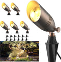 ZONEGRACE Solid Brass 12V Low Voltage Landscape Lighting,Heavy-Duty Waterproof Outdoor LED Spotlights Fixtures with Connectors, Bronze Uplights & Accent Lights,MR16 Bulb Not Included (Classic,6 Pack)