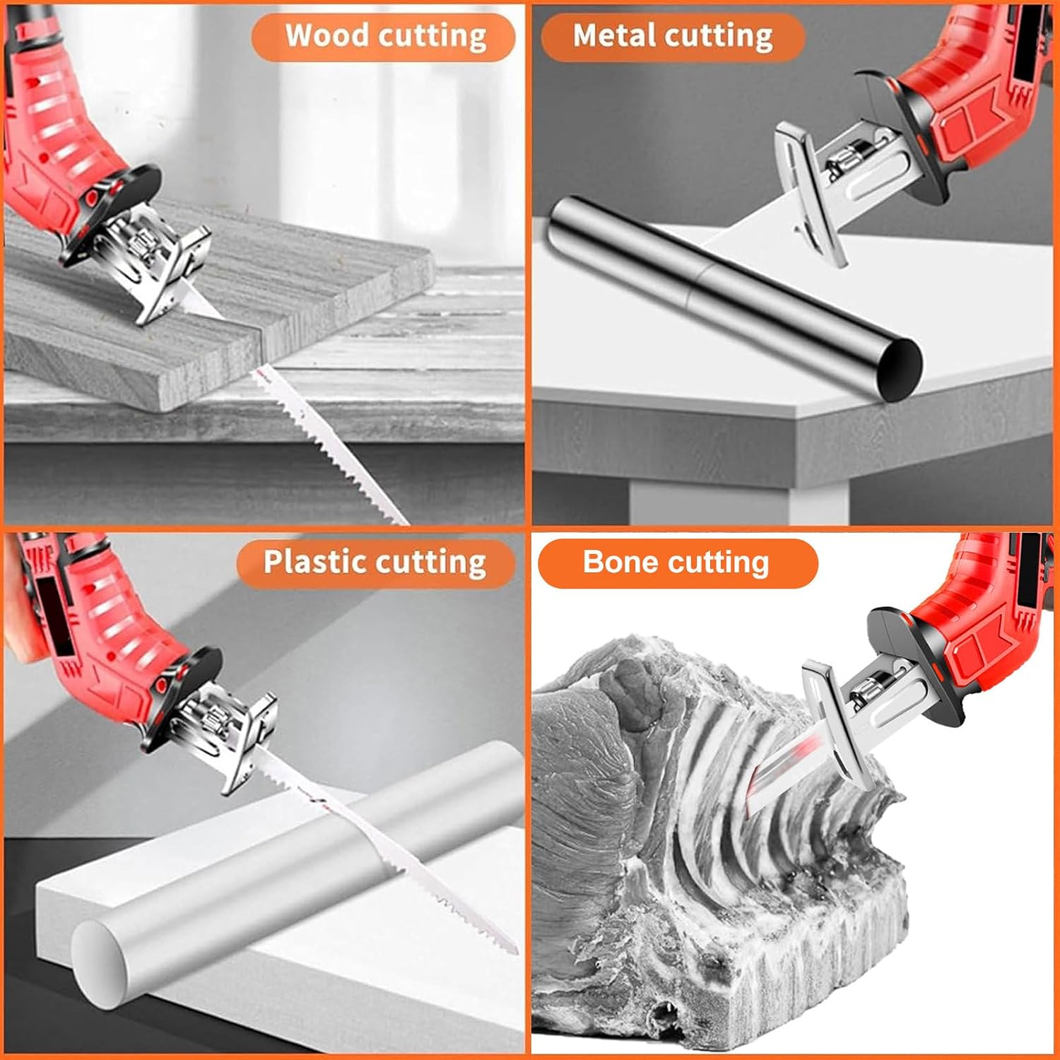 Cordless Professional Butcher Reciprocating Saw-Electric Bone Saw for Cutting Wood/Metal/PVC/Meat/Bones,Battery Powered Bone Meat Cutter for Home/Commercial Use,with 5 Blades &Storage Box,2Battery