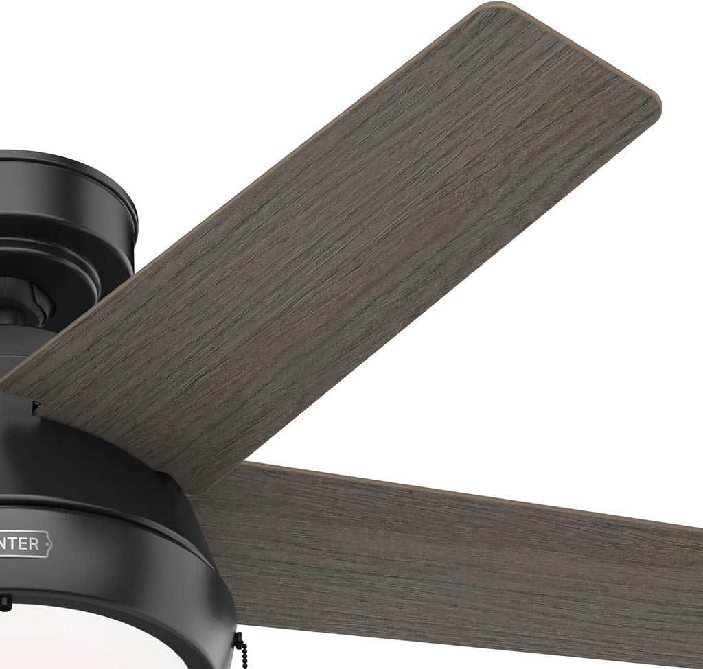 Hunter 44 inch Burroughs Matte Silver Ceiling Fan with LED Light Kit and Pull Chain