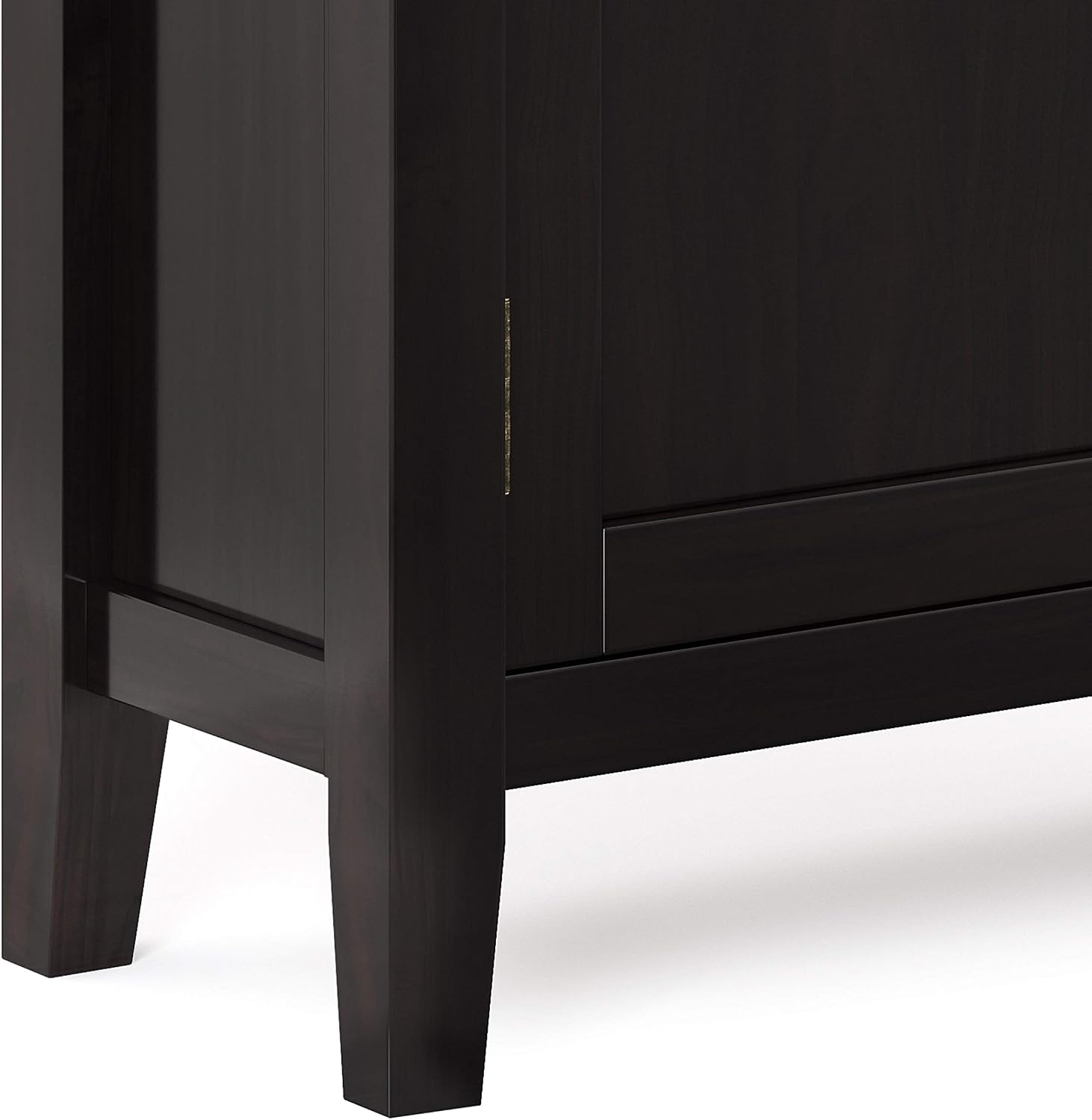 SIMPLIHOME Redmond Storage Cabinet - 32 inch Wide Solid Wood 2-Shelf Low Storage Cabinet in Hickory Brown, Transitional Accent Cabinet for Entryway with Adjustable Shelves and Tapered Legs