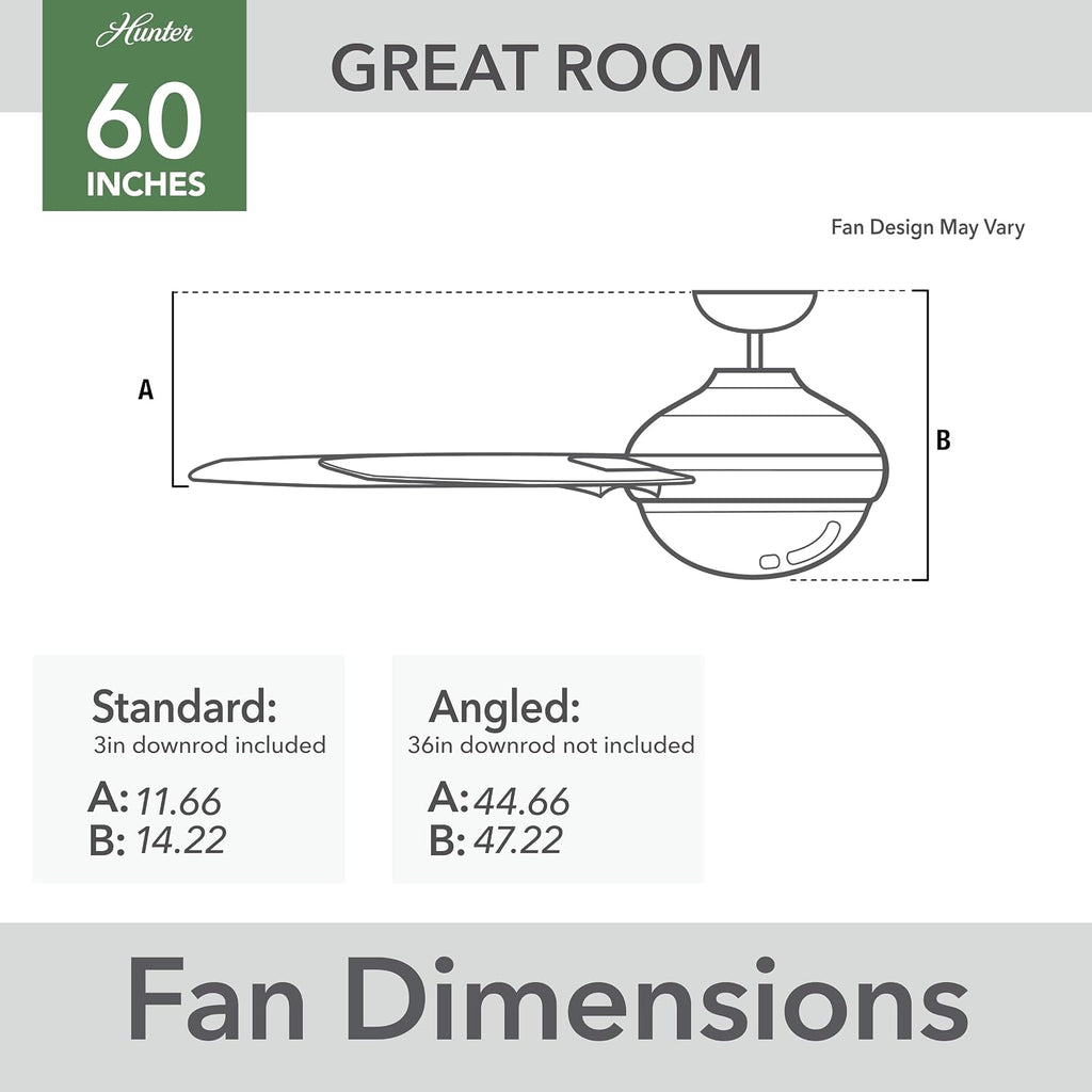 Hunter Fan Industrial/Modern 60 inch White Indoor Ceiling Fan with Light and Remote for Family Room, Dining Room, Office, Basement (Renewed)