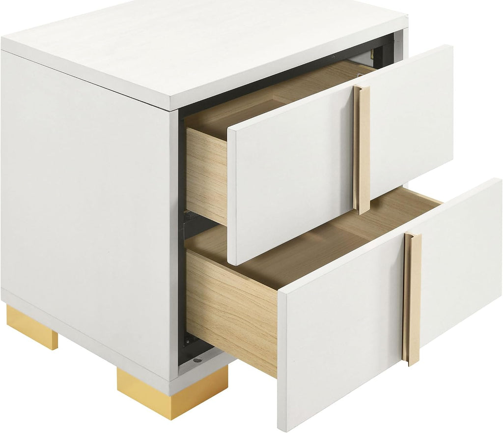 Coaster Home Furnishings Marceline Contemporary Wood 2-Drawer Bedroom Nightstand Bedside Table Organizer Unit White 222932