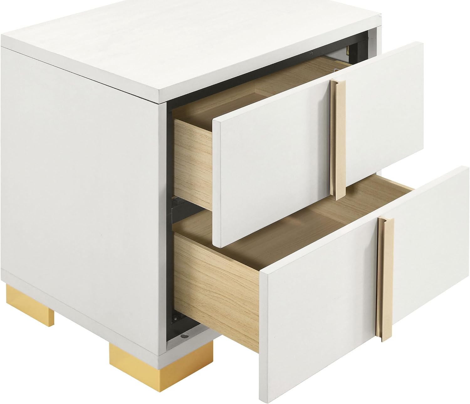 Coaster Home Furnishings Marceline Contemporary Wood 2-Drawer Bedroom Nightstand Bedside Table Organizer Unit White 222932