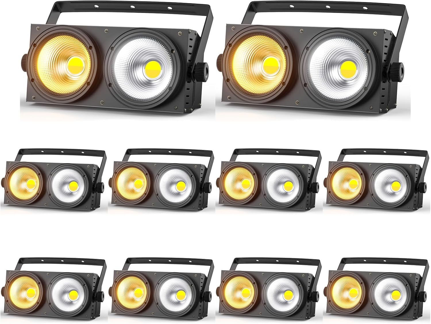 200W Blinder Stage Lights, 2-in-1 Warm & Cool White COB Spotlights, LED Par Lights with Auto/Sound/DMX/Master-Slave Audience Light for Events Wedding Theater Church Concert Party 10 Packs