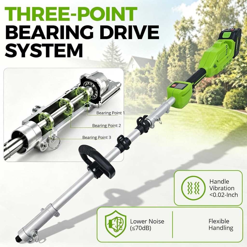 4-in-1 Cordless Pole Hedge Trimmer, Pole Saw, Weed Wacker, String Trimmer Edger & Brush Cutter Kit with 2 x 5.0Ah Batteries