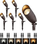 Low Voltage Landscape Spotlights, 12V 5CCT Tree Spotlights, 7W LED Spotlights Outdoor with Connectors, IP65 Uplighting Outdoor for Low Voltage Landscape Lighting, ETL, Bronze, Pack of 6