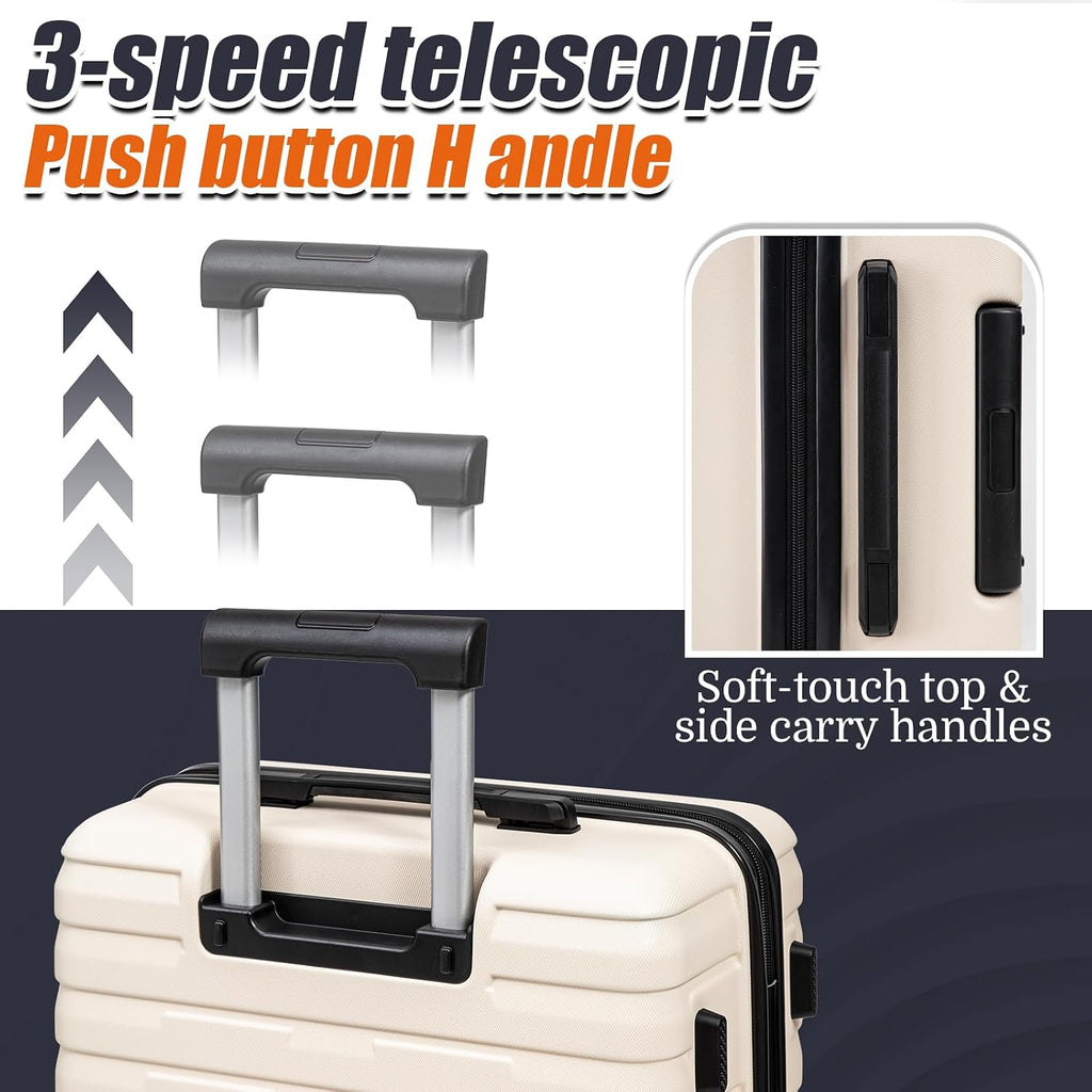 Cosbarn Luggage Sets 5 Piece Suitcases with Wheels, Suitcase Set ABS Hard Case Luggage with Spinner Wheels Durable Travel Luggage