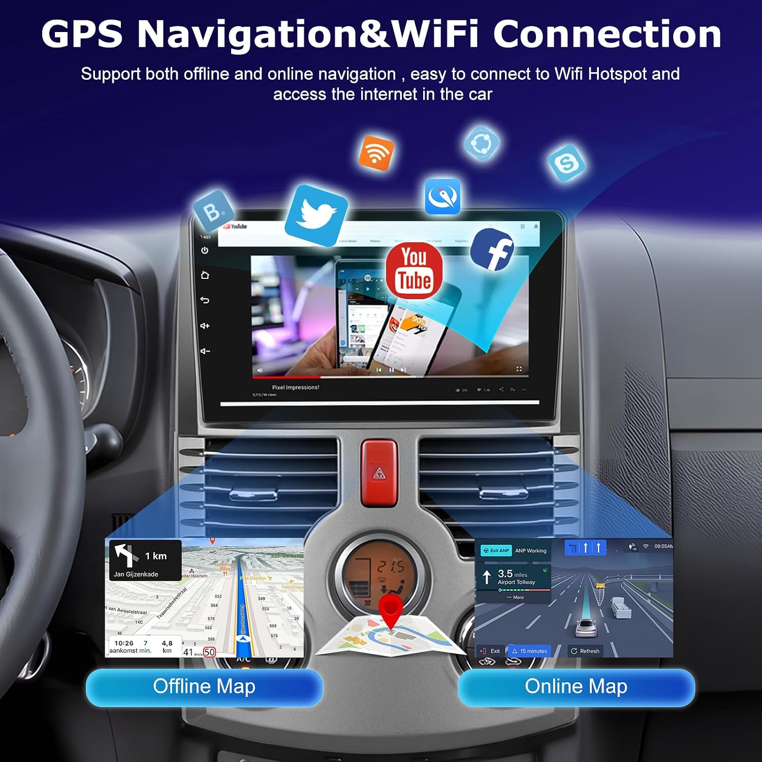 [4+64G] for Toyota Rush/Daihatsu Terios 2006-2016 Upgrade Radio: NHOPEEW 9 inch IPS Touchscreen Android Stereo - Wireless Carplay and Android Auto, Custom Homepage, 5G/WiFi, GPS, DSP + Backup Camera