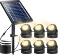 6 Led Solar Pond Lights, Ip68 Waterproof Submersible Fountain Lights with Adjustable Panel (Warm White) - 16Ft Cable Outdoor Spotlight for Garden, Pool, Landscape