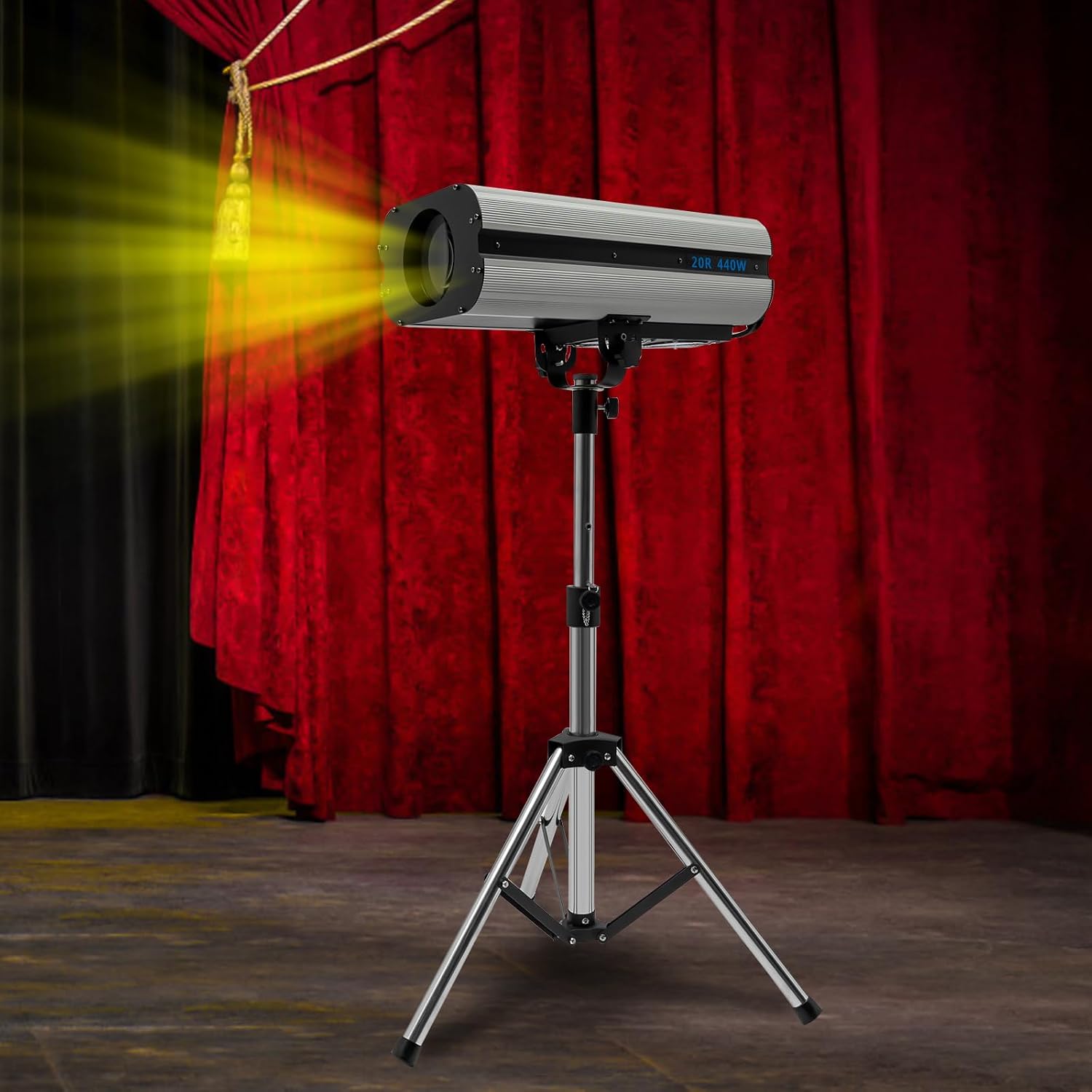 Follow Spotlight for Stage, 440W LED Spot Light DJ Lighting with Control Panel & Adjustable Stand, Disco Ball Light for Party Theater Wedding Show, 6 Colors, 328.08-393.7ft
