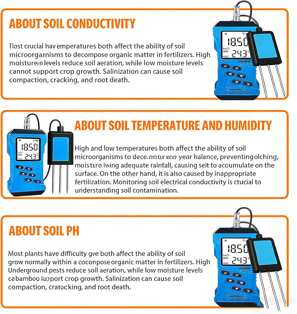 7-in-1 Soil Test Kit - High Accuracy pH, Moisture, NPK Nutrient Meter for Phosphorus, Potassium, Conductivity - Essential Gardening Tool for Healthy Plants