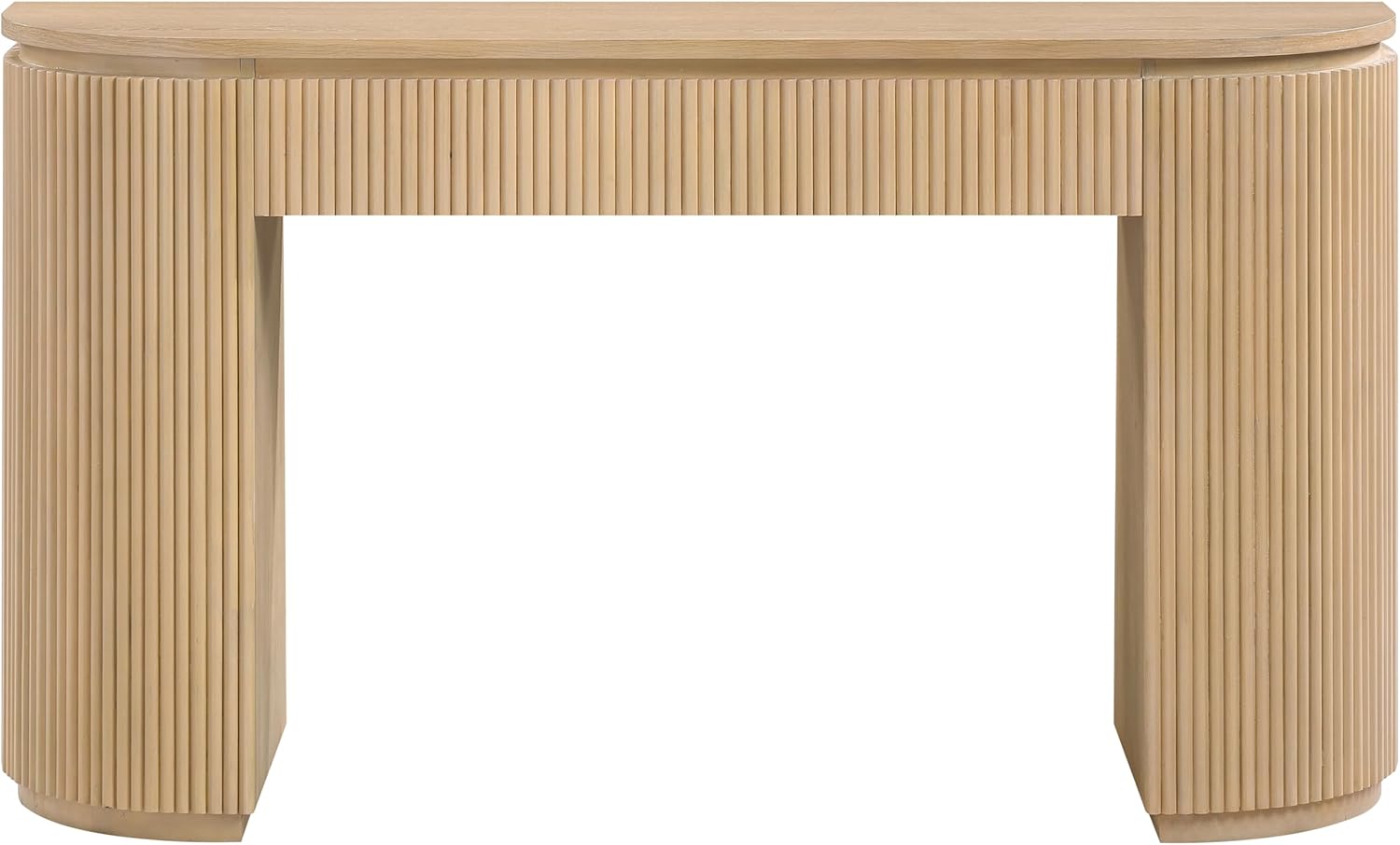Meridian Furniture 818Oak-T Astrid Collection Modern | Contemporary Vanity/Desk/Console Table with Rich Natural Oak Finish, Solid Wood and Oak Veneer, Fluted Design, 52' W x 14' D x 30' H, Natural
