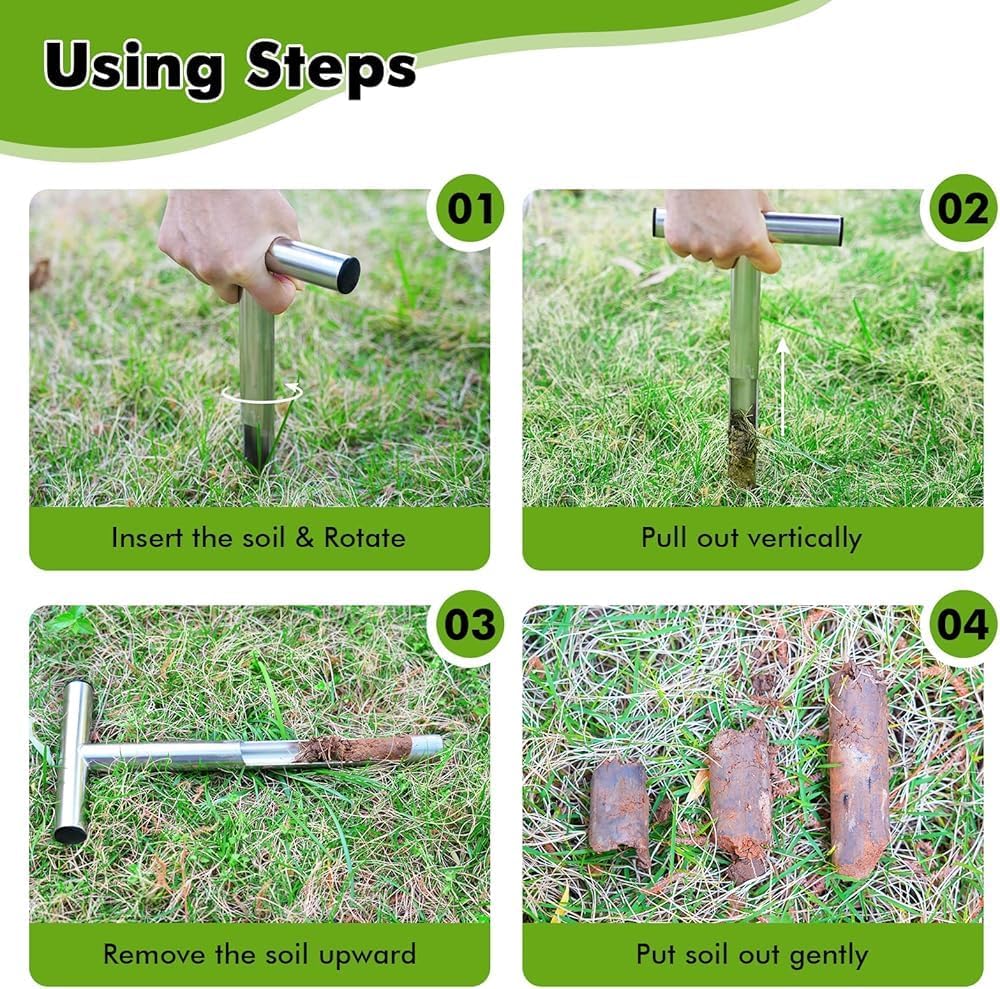 Soil Sampler Probe Kit - 21' T-Style Handle Soil Testing Tool for Accurate Plant Care, Garden, Lawn & Farm Soil Sampling - Essential Gardening Equipment