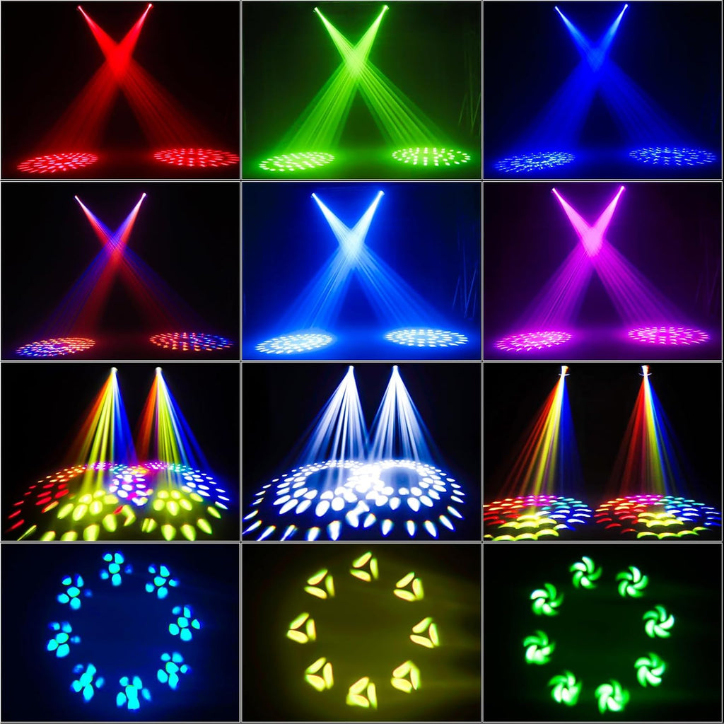 Moving Head Light 280W 10R WZYBUTA LED Beam Stage Lights DJ Lights 17 Gobos 15 Colors DMX512 Prism Rainbow Effect Spotlights Sound Activtaed for Bar Disco Wedding Concert Lighting (2 Pack)