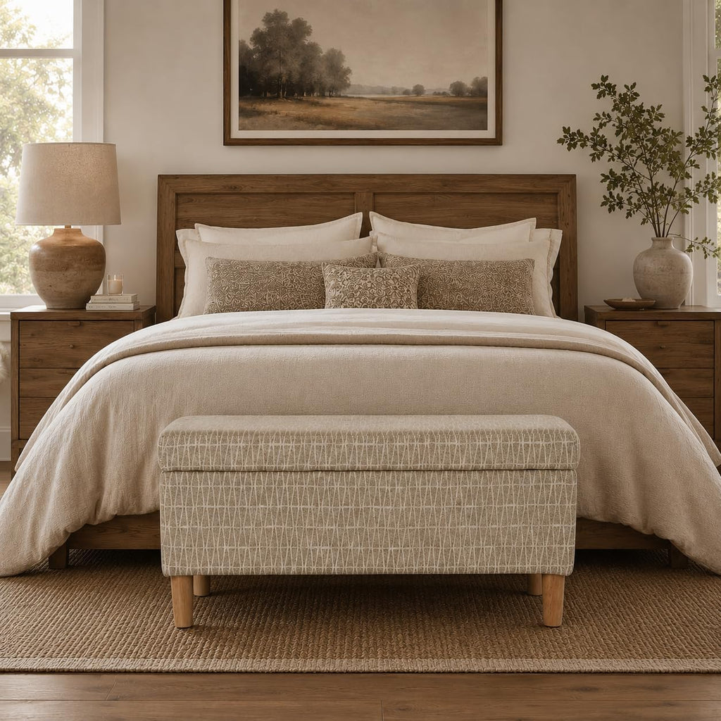 HomePop Malmo 36' Storage Bench - Tan Geometric Pattern