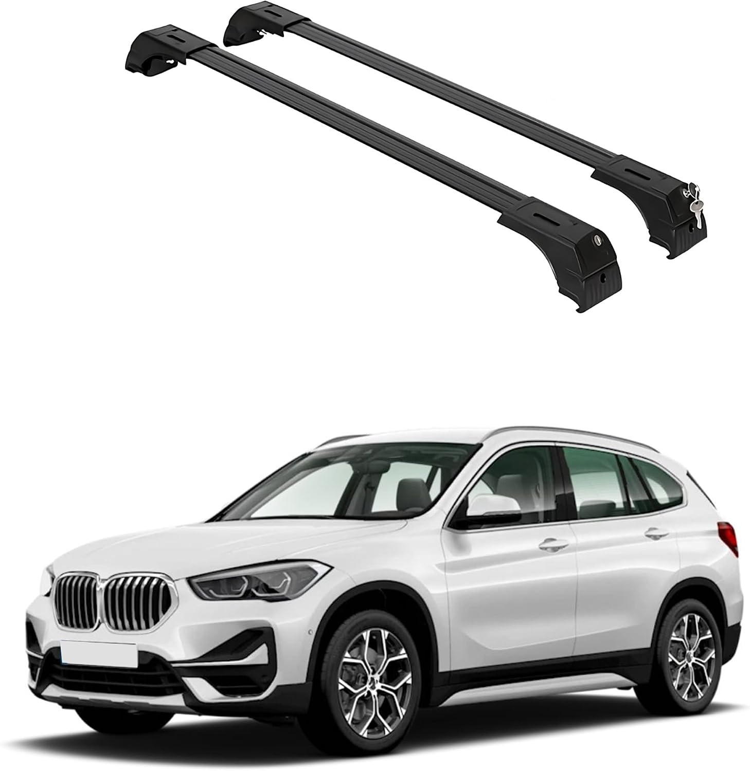 ERKUL Roof Rack Cross Bars for BMW X1 U11 2023-2026 | Anti-Theft Lock Aluminum Crossbars for Rooftop, Cargo Carrier, Luggage, Kayak, Canoe, Bike | Black