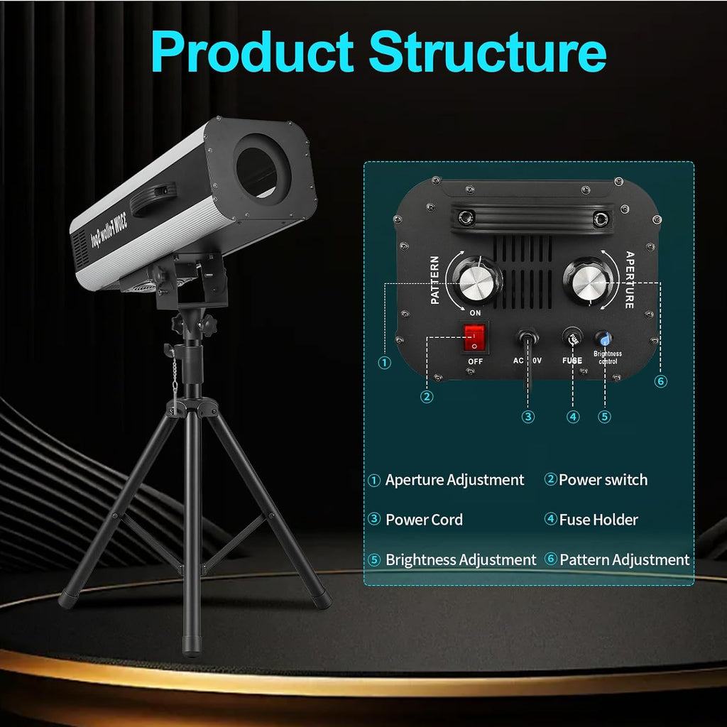 330W Stage Spotlight, 6 Colors Adjustable Dual Focus Manual Control Stage Lighting with Tripod Stand for Theater Party Performance