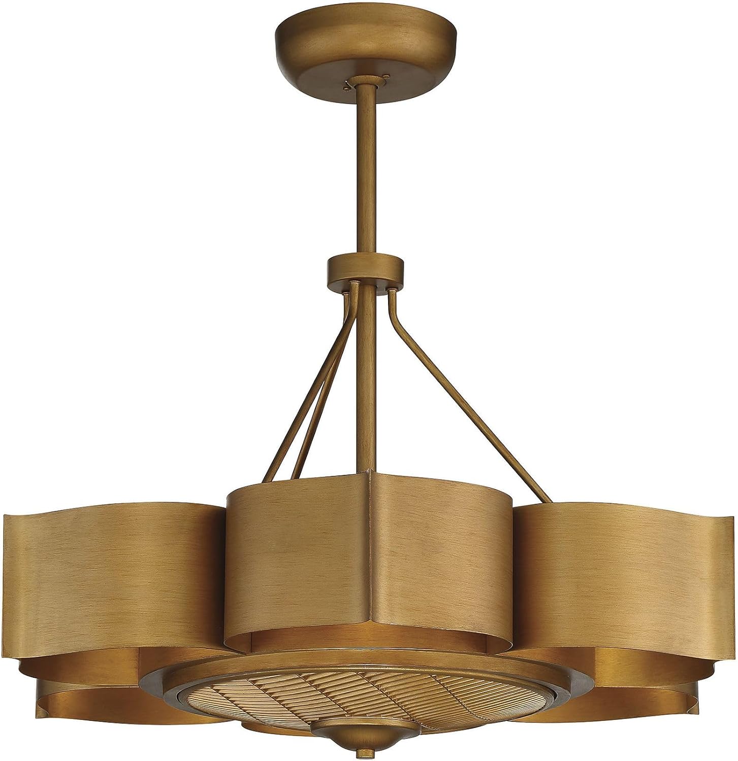 Savoy House 39-FD-125-54 Stockholm Bohemian Vintage Metal Fandelier Ceiling Fan with Remote, 6-Light 36 Total Watts, 23' H x 31' W, Gold Patina