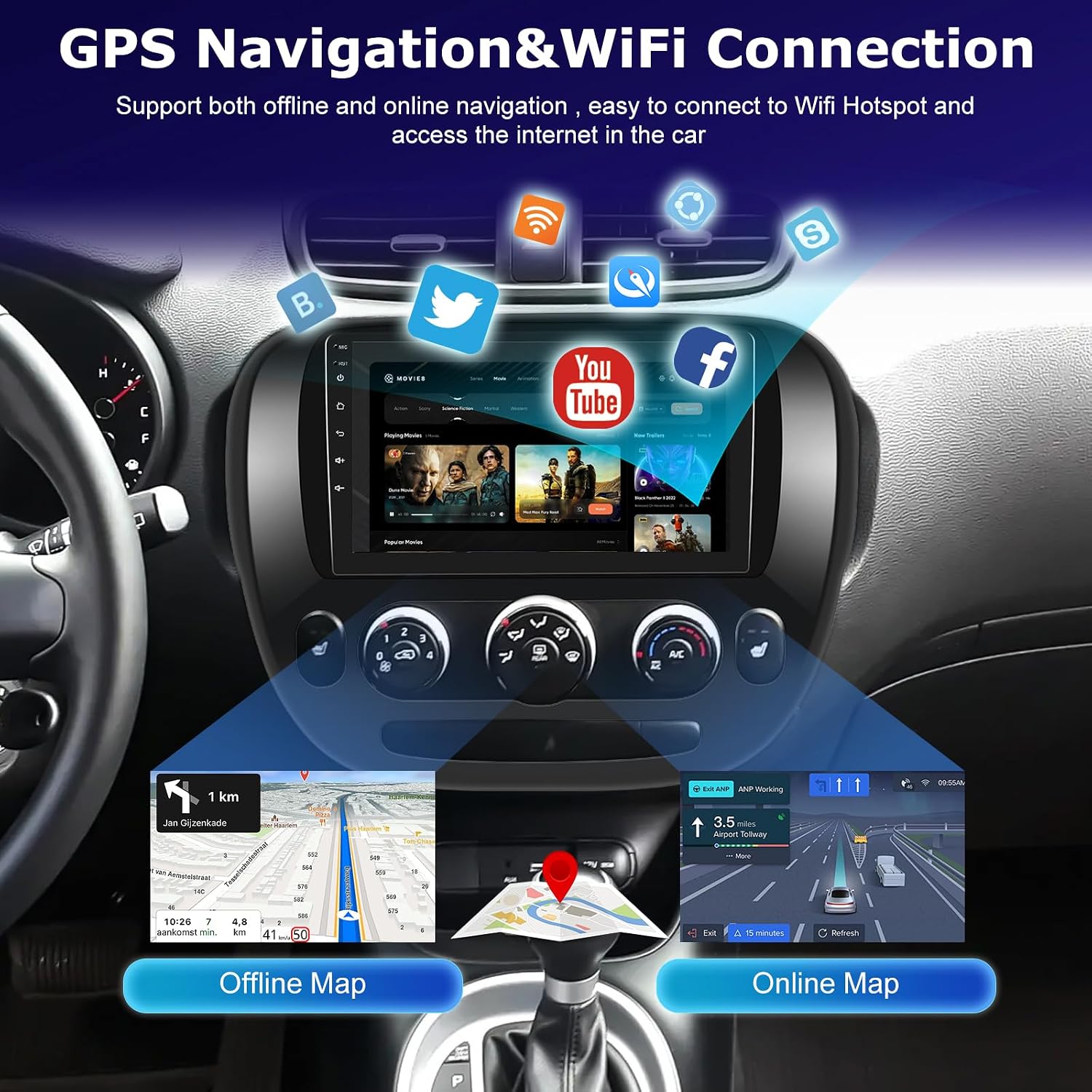 [4+64G] for Kia Soul 2014-2019 Upgrade Radio: NHOPEEW 9 inch IPS Touchscreen Android Stereo - Wireless Carplay and Android Auto, Custom Homepage, 5G/WiFi, GPS, DSP/EQ, SWC + AHD Backup Camera