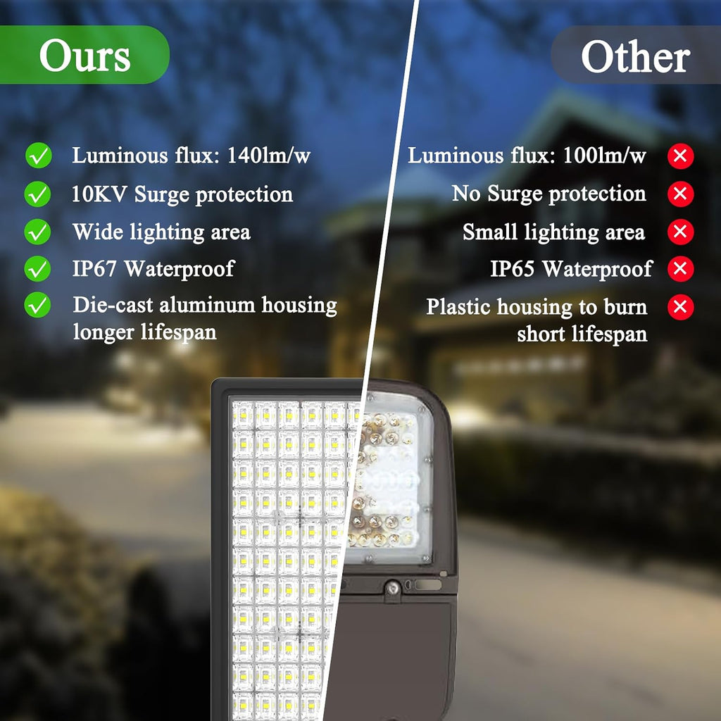 42000LM LED Parking Lot Light, 3 Pack 100W Stadium Light with Photocell, Super Bright 6500K Barn Lights Dusk to Dawn IP67 Waterproof Security LED Exterior Lights for Yard, Roadways