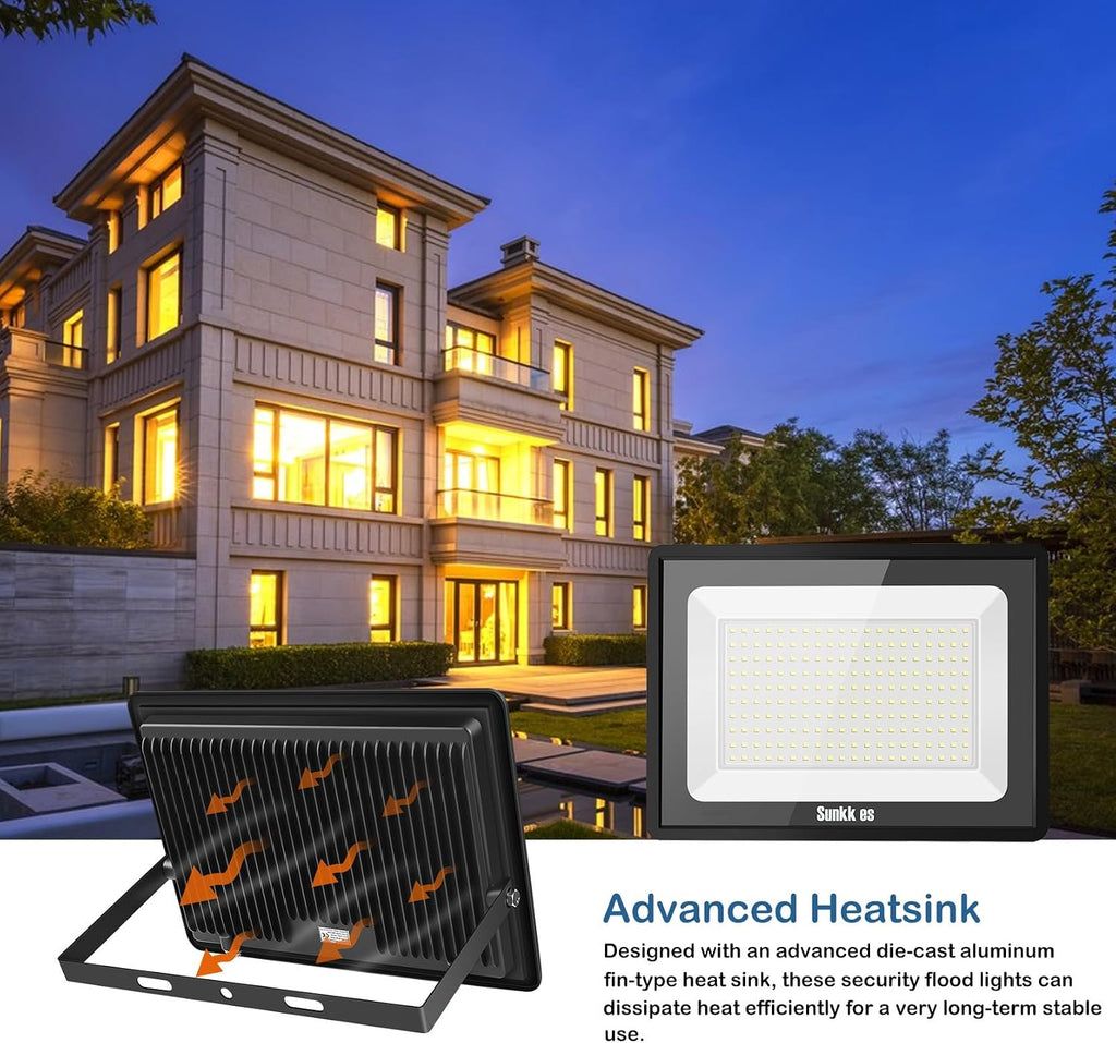 400W LED Flood Lights Outdoor 2 Pack, IP66 Waterproof, 6000K Daylight White Security Lights Outside Lamp with Plug, Exterior Floodlights Lighting for Workshop Yard Stadium