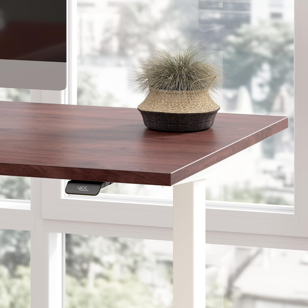 Bush Business Furniture 60-inch Electric Height Adjustable Standing Desk, Ergonomic Sit-Stand Computer Table for Home and Professional Office, Move 40 Series, Hansen Cherry with White Base