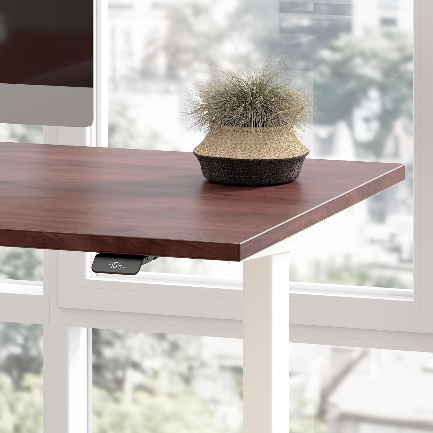 Bush Business Furniture 48-inch Electric Height Adjustable Standing Desk, Ergonomic Sit-Stand Computer Table for Home and Professional Office, Move 40 Series, Hansen Cherry with White Base