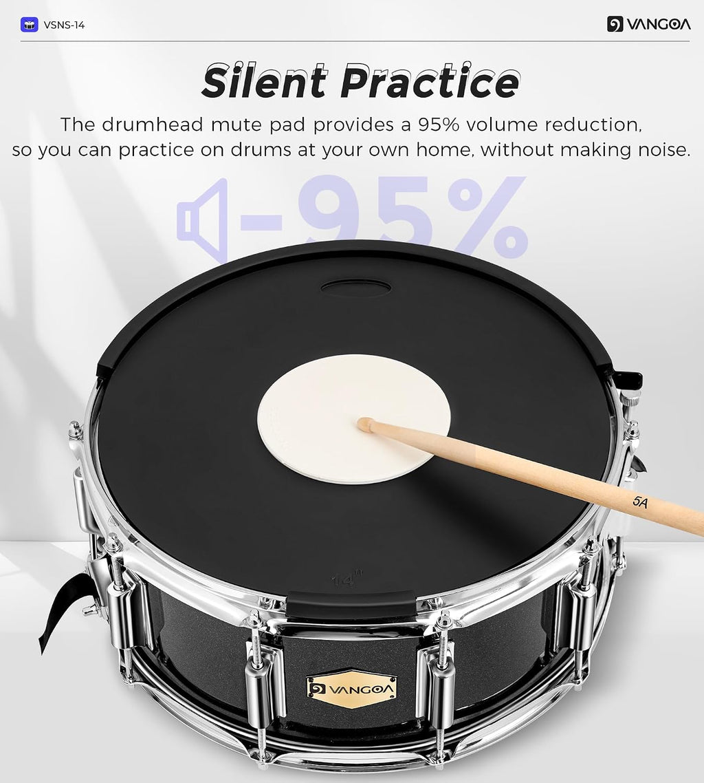 Vangoa Snare Drum Kit with Remo Head 14' x 5.5' Student Marching School Band Beginner Practice Snare Drum with Stand, Drumstick Holder, Padded Gig Bag, Mute Pad, Neck Strap, and 5A Drum Sticks, Black