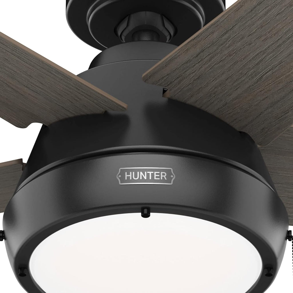 Hunter 44 inch Burroughs Matte Silver Ceiling Fan with LED Light Kit and Pull Chain