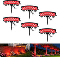 Red Color Flood Lights Low Voltage, 9W 12V LED Hard Wired Landscape Flood Wall Washer Lights Outdoor Waterproof for Uplighting Tree House, Super Bright, Aluminum, Black, 6Pack