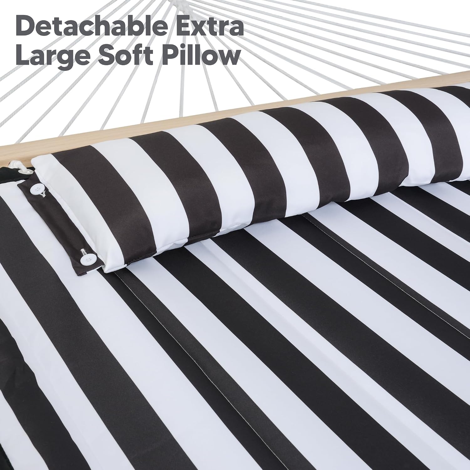 SUNCREAT Two Person Hammock with 12ft Stand Included, Max 475lbs Capacity, Heavy Duty Free Standing Hammock, Black Stripes
