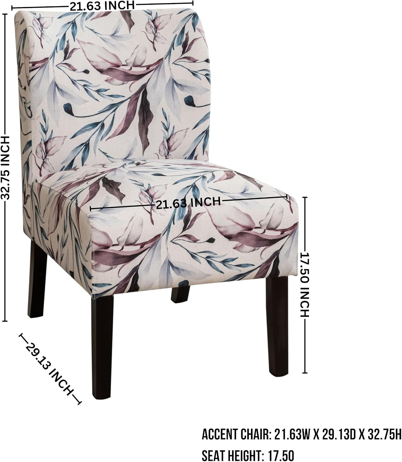 Roundhill Furniture Capa Print Fabric Armless Contemporary Accent Chair, Purple Floral