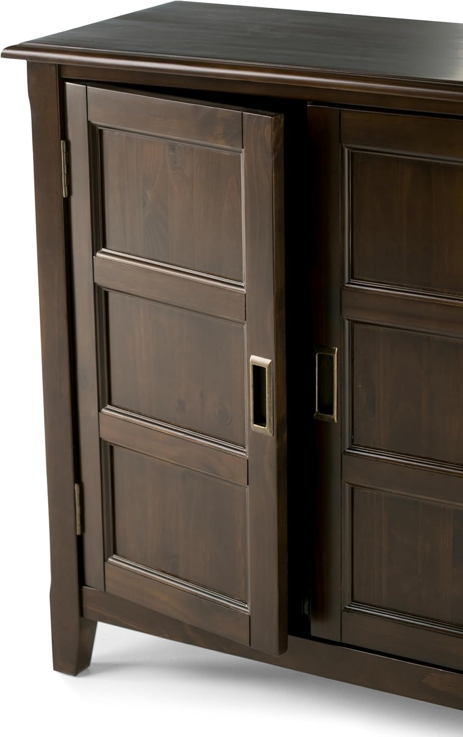 SIMPLIHOME Burlington Storage Cabinet - 30 inch Wide Solid Wood 2 Door Low Storage Unit in Mahogany Brown, Transitional Accent Cabinet for Living Room or Entryway with Adjustable Shelves