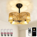 Ceiling Fans with Lights Flush Mount, 20 Inch Caged Low Profile Ceiling Fans with 3 Mode Lighting and Remote Control with E26 Bulbs for Bedroom, Nursery, Garage (Four-Leaf Clover)